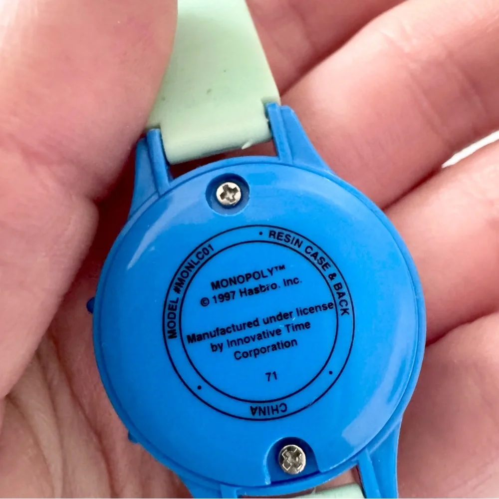 Vintage 1997 HASBRO Monopoly Blue and Green Watch with 500 dollar bills